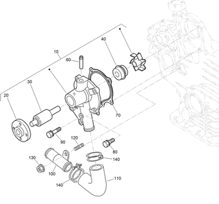 Water Pump And Water Pipe Assembly Diagram and Parts List for 22337CP 410400000 - 999999999 Toro Lawn Tractor Accessories