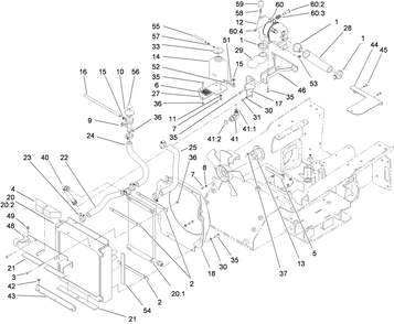 Radiator And Air Cleaner Assembly Diagram and Parts List for 22323 400000000 - 401799999 Toro Lawn Tractor Accessories
