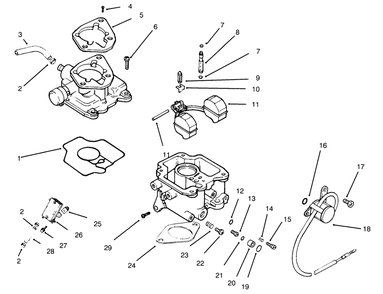 Carburetor And Fuel Pump Diagram and Parts List for 30610 490001 - 499999 Toro Lawn Tractor