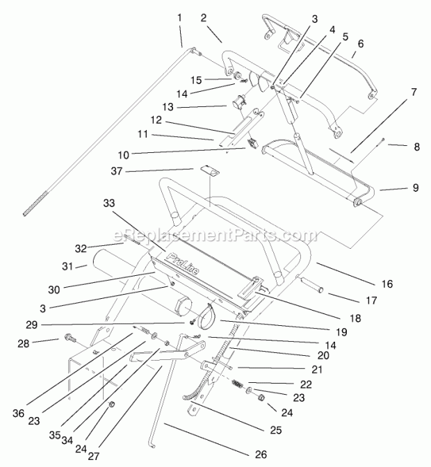 Upper Handle Assembly Diagram and Parts List for 30194 220000001-220999999 Toro Lawn Mower