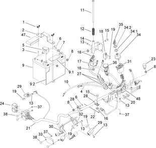 Electrical System Assembly Diagram and Parts List for 74414 (250000001-250005000)(2005) Toro Lawn Mower