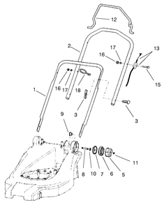 Handle Assembly Diagram and Parts List for 21022 8900001 - 8999999 Toro Lawn Mower