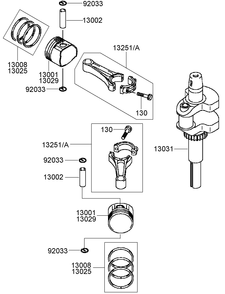 Piston And Crankshaft Assembly Diagram and Parts List for 39984 (280000001-280999999)(2008) Toro Lawn Mower