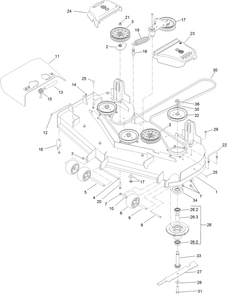 Deck Assembly Diagram and Parts List for 74143 (314000001-314999999)(2014) Toro Lawn Mower