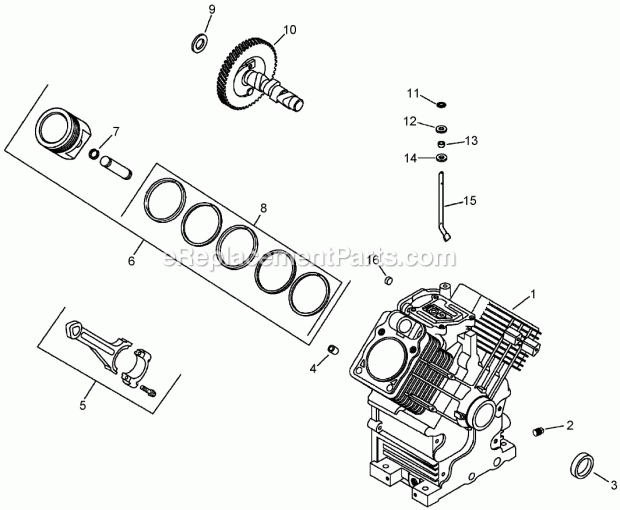 Crankcase Assembly Kohler Ch23s 76584 Diagram and Parts List for 74239 250000001-250999999 Toro Lawn Mower
