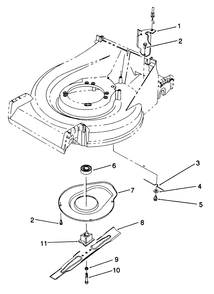 Blade & Shield Assembly Diagram and Parts List for 22042 1000001 - 1999999 Toro Lawn Mower