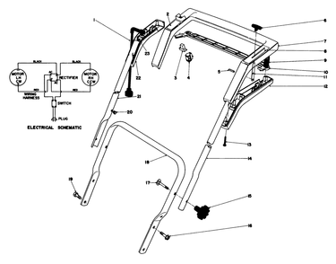 Handle Assembly Diagram and Parts List for 51170 1000001 - 1999999 Toro Lawn Mower
