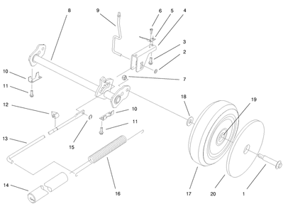 Deck Suspension Assembly Diagram and Parts List for 20803 7900001 - 7999999 Toro Lawn Mower