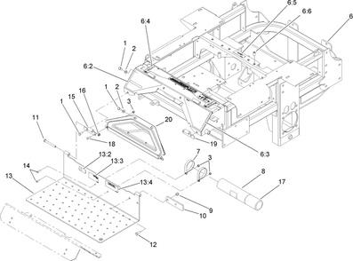 Traction Frame And Floor Pan Assembly Diagram and Parts List for 74274 (270000001-270999999)(2007) Toro Lawn Mower