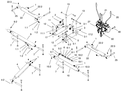 Cylinder And Controls Assembly Diagram and Parts List for 22412 990001 - 999999 Toro Lawn Tractor Accessories