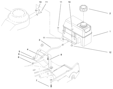 Gas Tank Assembly Diagram and Parts List for 22045 9900001 - 9999999 Toro Lawn Mower