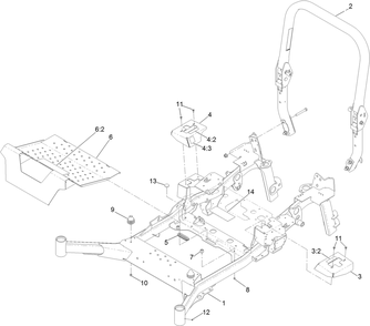 Frame And Roll-Over Protection System Assembly Diagram and Parts List for 72076 407400000-409799999 Toro Lawn Mower
