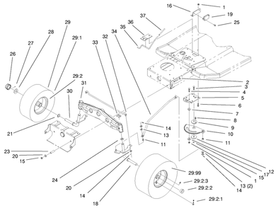 Steering Components Assembly Diagram and Parts List for 71199 9900001 - 9999999 Toro Lawn Tractor