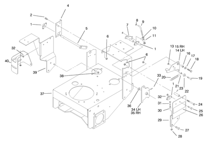 Pivot & Linkage Diagram and Parts List for 30187 790001 - 795000 Toro Lawn Tractor Accessories