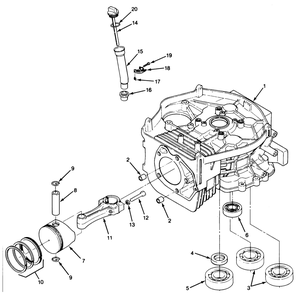 14hp Engine Cylinder Block Assembly Diagram and Parts List for 22-14OE02 2000001 - 2999999 Toro Lawn Tractor