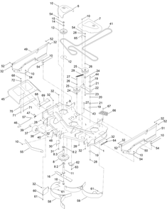 48in Deck Assembly Diagram and Parts List for 74890 412300000 - 999999999 Toro Lawn Tractor