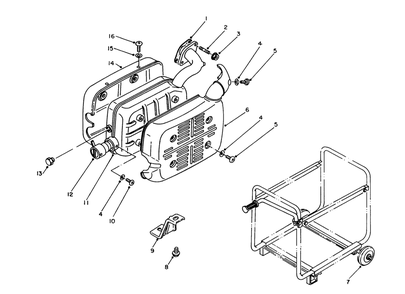 Exhaust Assembly Diagram and Parts List for 62032 8000001 - 8999999 Toro Generator