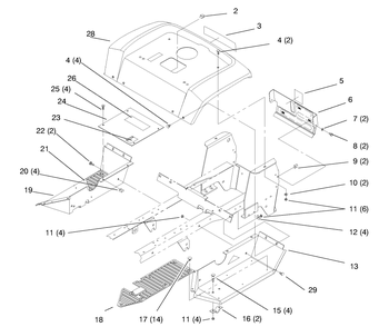 Fender And Footrest Diagram and Parts List for 72045 7900001 - 7999999 Toro Lawn Tractor