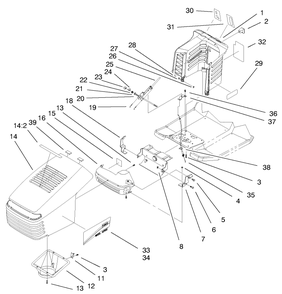 Hood & Tower Assembly Diagram and Parts List for 71197 9900001 - 9999999 Toro Lawn Tractor