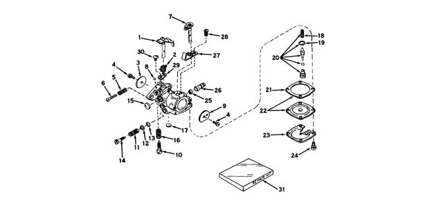 Carburetor Model No. 631394 Diagram and Parts List for 31411 1000001 - 1999999 Toro Snow Blower