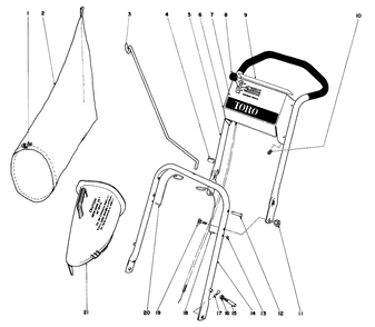 Handle Assembly Model 19173 Diagram and Parts List for 19273 3000001 - 3999999 Toro Lawn Mower