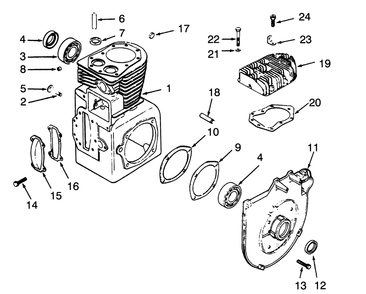 Crankcase And Cylinder Head Diagram and Parts List for 73380 3900001 - 3999999 Toro Lawn Tractor