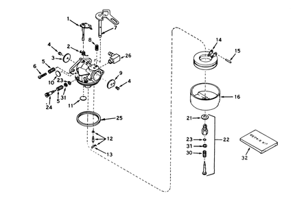 Carburetor No. 632113 Diagram and Parts List for 38010 0000001 - 0999999 Toro Snow Blower