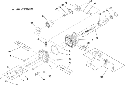 Hydraulic Pump Assembly 1 Diagram and Parts List for 39488 (312000001-312999999)(2012) Toro Lawn Mower
