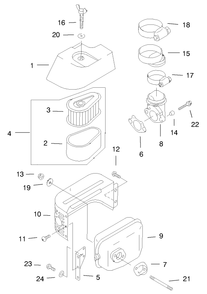 Air Filter & Muffler Assembly Diagram and Parts List for 20044 99000001 - 99999999 Toro Lawn Mower