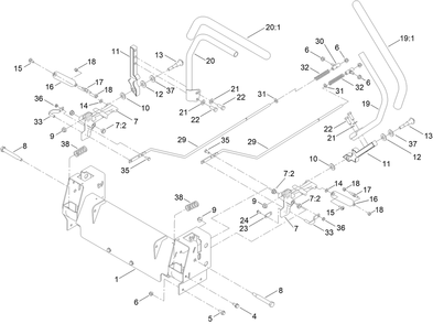 Motion Control Assembly Diagram and Parts List for 75306 412300000 - 999999999 Toro Lawn Tractor