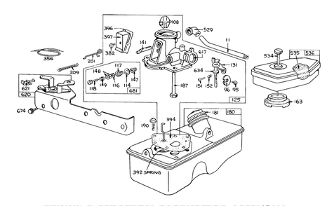 Briggs & Stratton Carburetor Assembly Model 390064 For 19" Hand Propelled Model 16073 Diagram and Parts List for 16073 5000001 - 5999999 Toro Lawn Mower