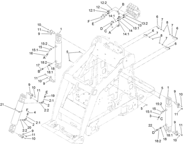 Hydraulic Cylinder And Pivot Pin Assembly Diagram and Parts List for 22337CP 410400000 - 999999999 Toro Lawn Tractor Accessories