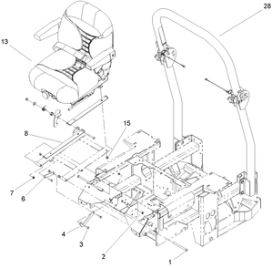 Seat And Roll-Over-Protection-System Assembly Diagram and Parts List for 74269 (250000001-250999999)(2005) Toro Lawn Mower