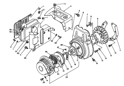 Starter-Exhaust Assembly Diagram and Parts List for 62005 5000001 - 5999999 Toro Generator
