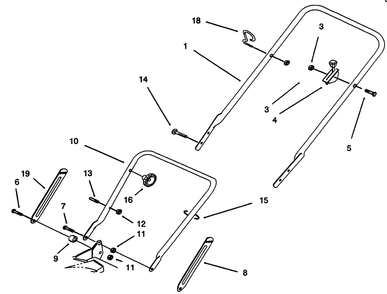 Handle Assembly Diagram and Parts List for 20433 39000001 - 39999999 Toro Lawn Mower