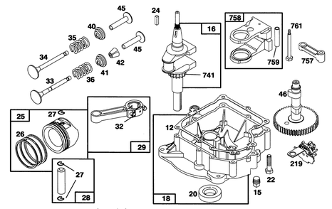 Engine Briggs & Stratton Model 283707-0160-01 Diagram and Parts List for 70141 59000001 - 59999999 Toro Lawn Tractor