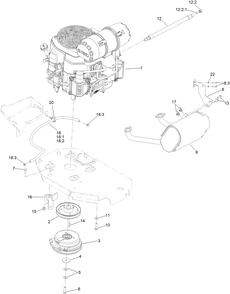 Engine, Clutch And Muffler Assembly Diagram and Parts List for 75951 400000000-402099999 Toro Lawn Mower
