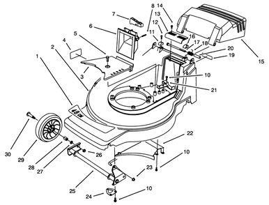 Housing Assembly Diagram and Parts List for 20908BC 4900001 - 4999999 Toro Lawn Mower