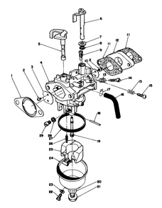 Carburetor Assembly Diagram and Parts List for 20628C 6000001 - 6999999 Toro Lawn Mower