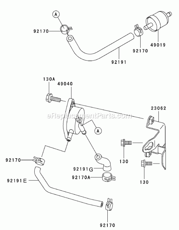 Fuel Tank/Fuel Valve Assembly Kawasaki Fh601v Diagram and Parts List for 74179 230006001-230007000 Toro Lawn Mower