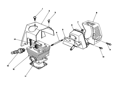 Cylinder & Muffler Assembly Diagram and Parts List for 51645 6000001 - 6999999 Toro Trimmer