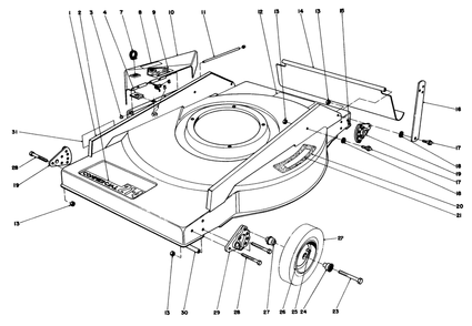 Mower Housing Assembly Diagram and Parts List for 23400 1000001 - 1999999 Toro Lawn Mower