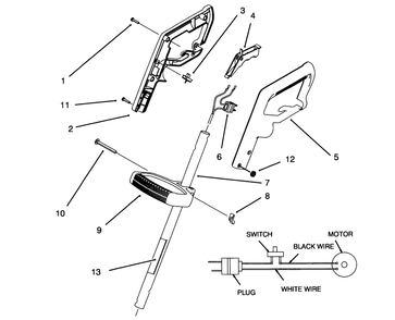 Handle Assembly Diagram and Parts List for 51326 49000001 - 49999999 Toro Trimmer