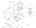 Twin Cylinder Engine, Muffler, And P.t.o. Diagram and Parts List for 72085 6900001-6999999 - 1996 Toro Lawn Tractor