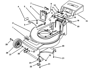 Housing Assembly Diagram and Parts List for 20912B 39000001 - 39999999 Toro Lawn Mower