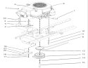 Single Cylinder Engine, Muffler and PTO Assembly Diagram and Parts List for 72200 230000001-230999999 - 2003 Toro Lawn Tractor