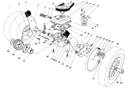 Gear Case Assembly Diagram and Parts List for 16401 4900001 - 4999999 Toro Lawn Mower