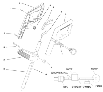 Handle Assembly Diagram and Parts List for 51449 8900001 - 89999999 Toro Trimmer