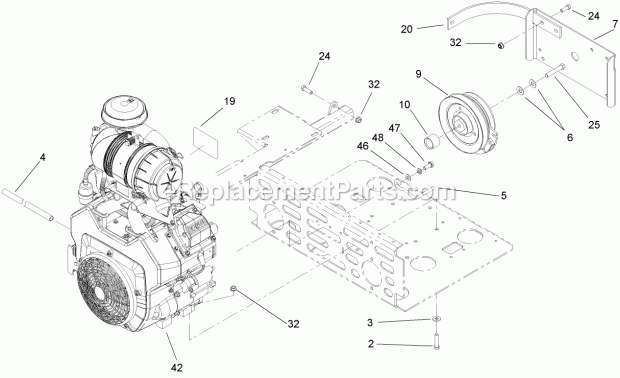 Engine And Clutch Assembly Diagram and Parts List for 74262CP 270000001-270999999 Toro Lawn Mower