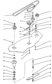 Belt & Spindle Assembly Diagram and Parts List for 78360 4900001 - 4999999 Toro Lawn Mower
